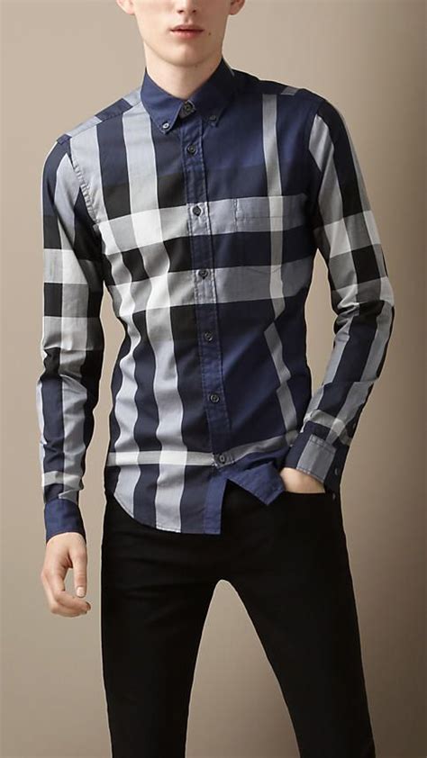 burberry mens plaid shirt|Burberry men's long sleeve shirt.